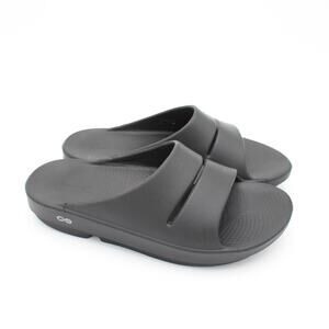 OOFOS OOahh Recovery Slides Sandals Mens 10 Womens 12 Black Comfort Shoe